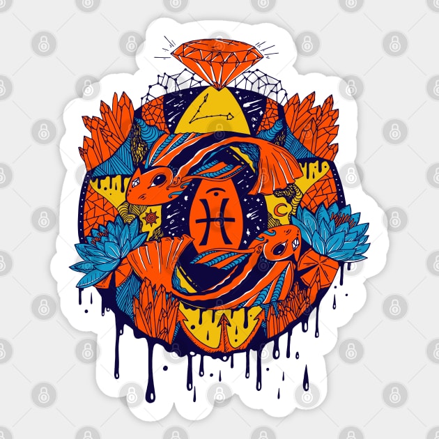 Orange Blue Mystic Pisces Motion Sticker by kenallouis